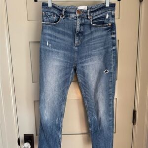 LOFT High Waist Straight Crop Jeans 28 6P raw edge distressed